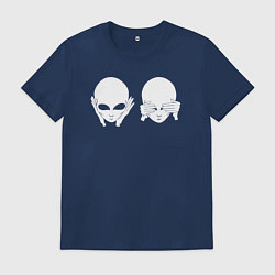 Футболка хлопковая мужская Белый пришелец, цвет: тёмно-синий
