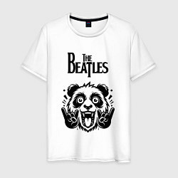 Футболка хлопковая мужская The Beatles - rock panda, цвет: белый