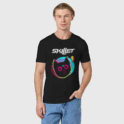 Футболка хлопковая мужская Skillet rock star cat, цвет: черный — фото 2