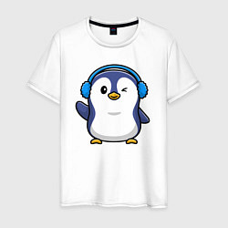 Футболка хлопковая мужская Привет от пингвина, цвет: белый