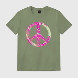 Футболка хлопковая мужская Pink peace, цвет: авокадо
