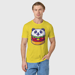 Футболка хлопковая мужская Панда бургер, цвет: желтый — фото 2