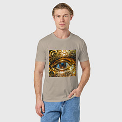 Футболка хлопковая мужская Золотой глаз металлический в стиле стимпанк, цвет: миндальный — фото 2