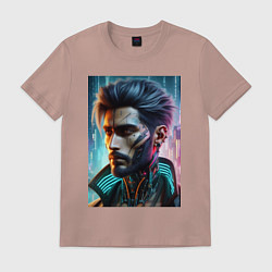 Футболка хлопковая мужская Cyber dude - ai art, цвет: пыльно-розовый