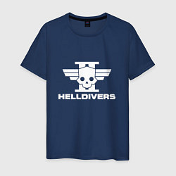 Футболка хлопковая мужская Helldivers 2 лого, цвет: тёмно-синий