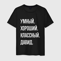 Футболка хлопковая мужская Умный хороший классный Давид, цвет: черный