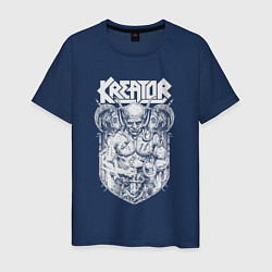 Футболка хлопковая мужская Kreator Demonic Future White, цвет: тёмно-синий
