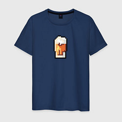 Футболка хлопковая мужская Пиксельный бокал пива, цвет: тёмно-синий