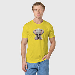 Футболка хлопковая мужская Красивый африканский слоненок, цвет: желтый — фото 2
