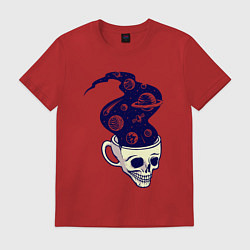 Футболка хлопковая мужская Dead drink space skull, цвет: красный
