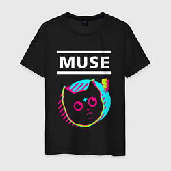 Футболка хлопковая мужская Muse rock star cat, цвет: черный