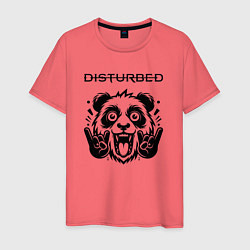 Футболка хлопковая мужская Disturbed - rock panda, цвет: коралловый