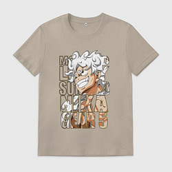 Футболка хлопковая мужская Луффи пятый гир, цвет: миндальный