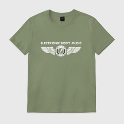 Футболка хлопковая мужская EBM - Electronic body music white, цвет: авокадо