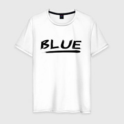 Футболка хлопковая мужская Слово blue в чёрном, цвет: белый