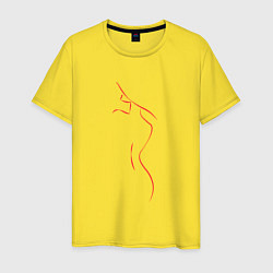 Футболка хлопковая мужская Женский силуэт из линий, цвет: желтый