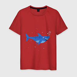 Футболка хлопковая мужская Синяя акула, цвет: красный