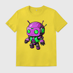 Футболка хлопковая мужская Фиолетовый робот инопланетянин, цвет: желтый