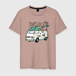 Футболка хлопковая мужская Summer trip VW, цвет: пыльно-розовый