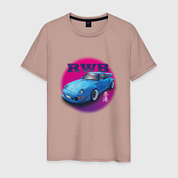 Футболка хлопковая мужская Porsche RWB, цвет: пыльно-розовый