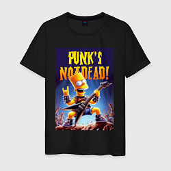 Футболка хлопковая мужская Bart Simpson - punks not dead, цвет: черный