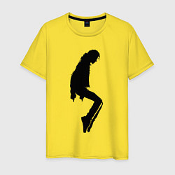 Футболка хлопковая мужская Черный силуэт Майкла Джексона, цвет: желтый