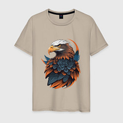 Футболка хлопковая мужская Белоголовый орлан, цвет: миндальный