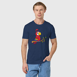 Футболка хлопковая мужская Красный попугайчик, цвет: тёмно-синий — фото 2