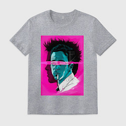 Футболка хлопковая мужская Fight club pink poster, цвет: меланж