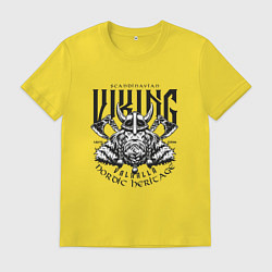 Футболка хлопковая мужская Скандинавский викинг, цвет: желтый