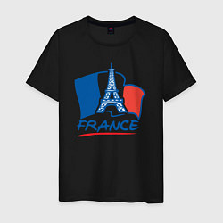 Футболка хлопковая мужская France, цвет: черный