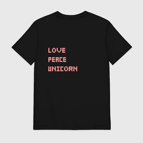 Мужская футболка Love peace unicorn / Черный – фото 2