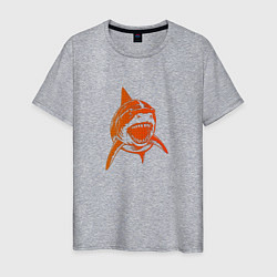 Футболка хлопковая мужская Оранжевая акула, цвет: меланж