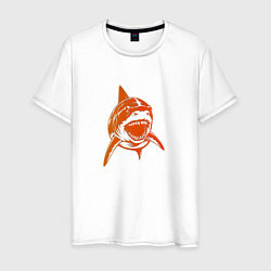 Футболка хлопковая мужская Оранжевая акула, цвет: белый