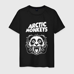 Футболка хлопковая мужская Arctic Monkeys rock panda, цвет: черный