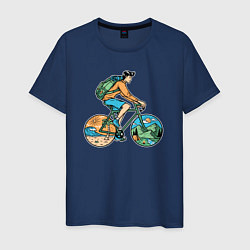 Футболка хлопковая мужская Nature biker, цвет: тёмно-синий