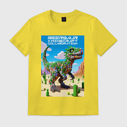 Футболка хлопковая мужская Minecraft and beersaur - ai art collaboration, цвет: желтый