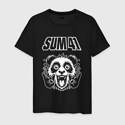Футболка хлопковая мужская Sum41 rock panda, цвет: черный