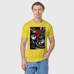 Футболка хлопковая мужская Гатс Чёрный мечник коллаж, цвет: желтый — фото 2