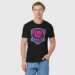 Футболка хлопковая мужская Баскетбольная командная лига, цвет: черный — фото 2