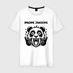 Футболка хлопковая мужская Imagine Dragons - rock panda, цвет: белый