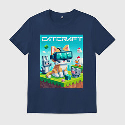 Футболка хлопковая мужская Catcraft - collaboration ai art, цвет: тёмно-синий