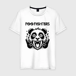 Футболка хлопковая мужская Foo Fighters - rock panda, цвет: белый