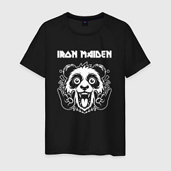 Футболка хлопковая мужская Iron Maiden rock panda, цвет: черный