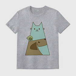 Футболка хлопковая мужская Собачка птичка кошечка, цвет: меланж