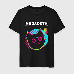 Футболка хлопковая мужская Megadeth rock star cat, цвет: черный