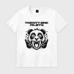 Футболка хлопковая мужская Twenty One Pilots - rock panda, цвет: белый