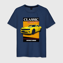 Футболка хлопковая мужская Спорткар Chevrolet Camaro, цвет: тёмно-синий