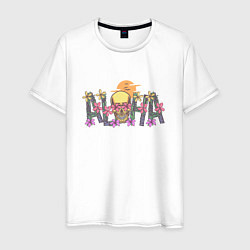 Футболка хлопковая мужская Aloha череп, цвет: белый