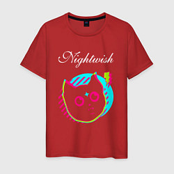 Футболка хлопковая мужская Nightwish rock star cat, цвет: красный